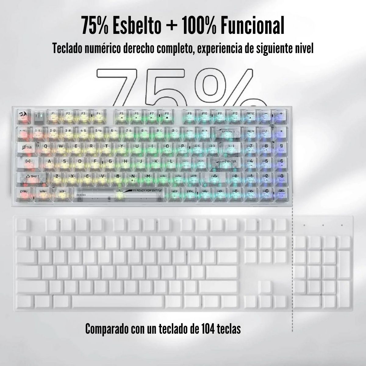 REDRAGON - Redragon - Teclado Pollux Pro K628CT Wireless Ice Silver Lineal