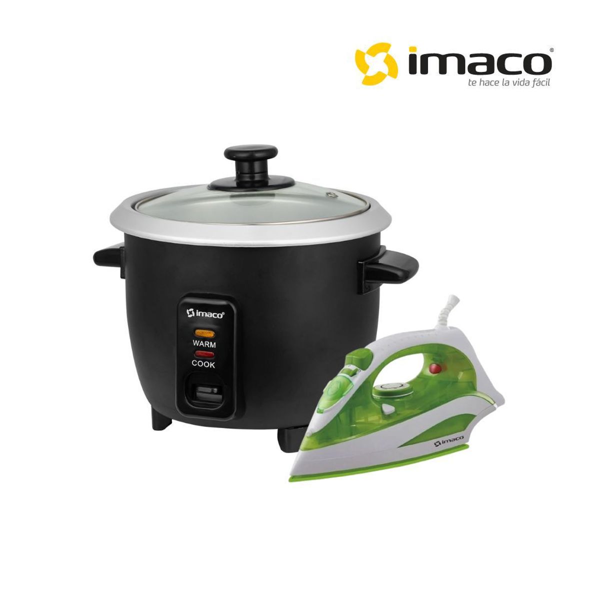 IMACO - Olla arrocera Imaco 0.6 LT RC006N + Plancha a vapor ETA2288