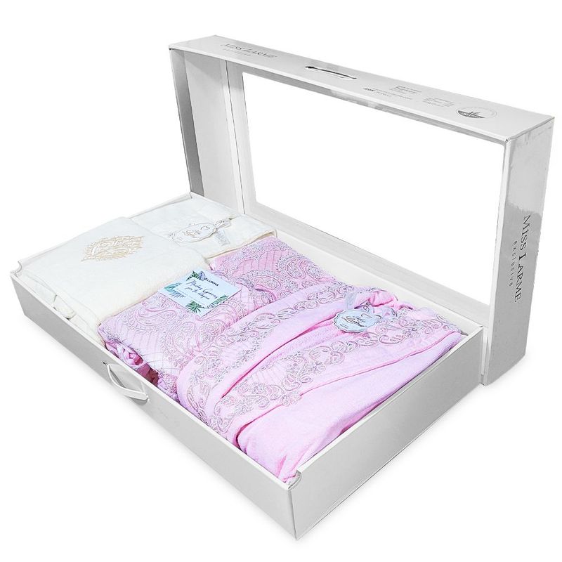 KELLER - Set de Batas Salidas de Baño y Toallas Beige y Rosado XZ1