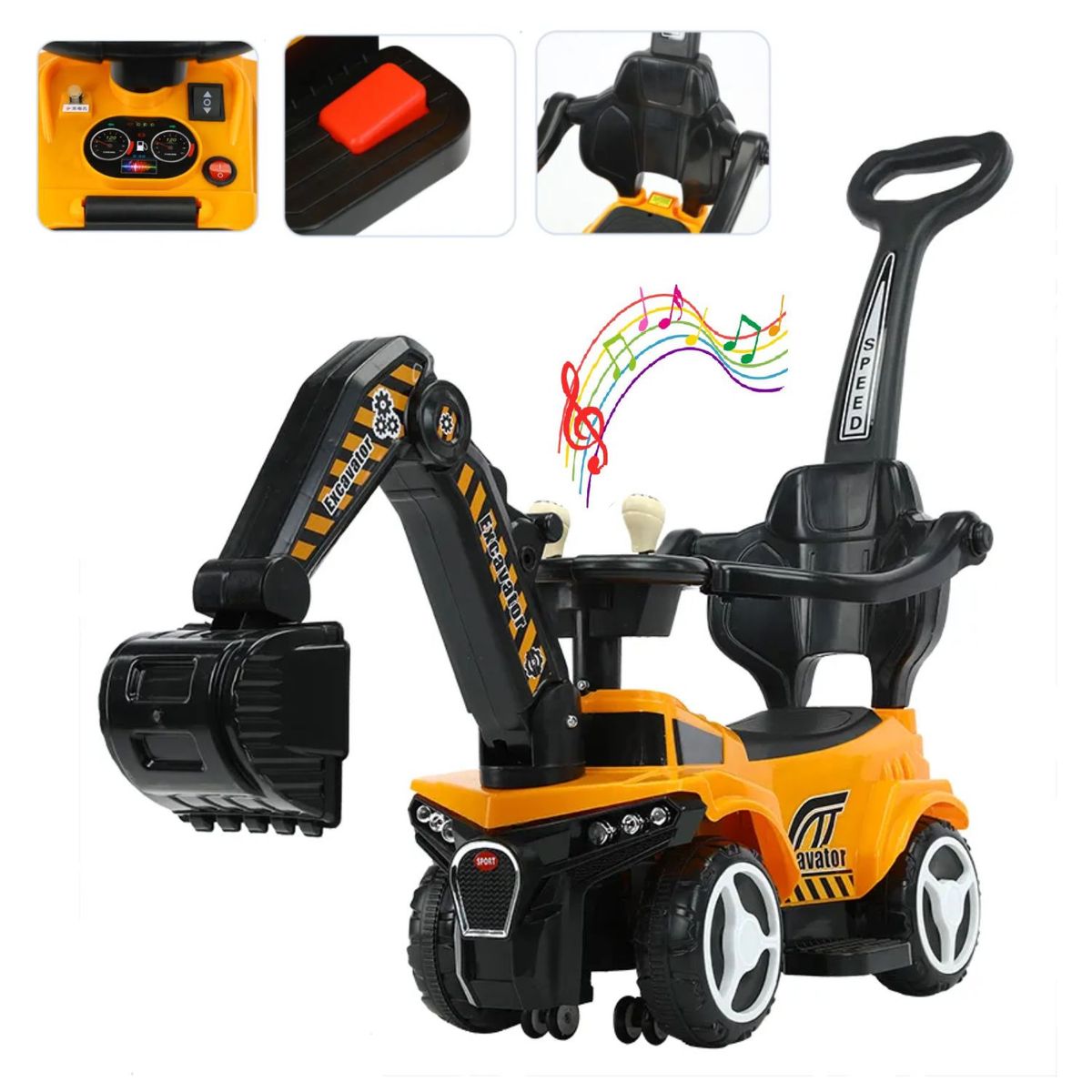 GENERICO - Excavadora Montable Musical Para Niño -Amarillo