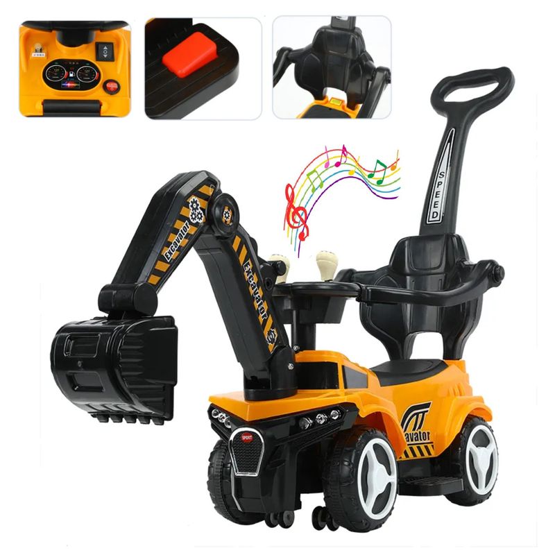 GENERICO - Bugui con Empujador Excavadora Montable Musical - Amarillo