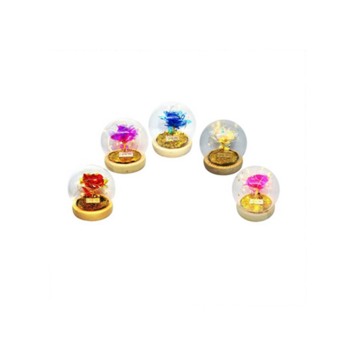 GENERICO - Rosa Eterna Luces Led Cúpula Vidrio Flor Eterna Artificial blanca