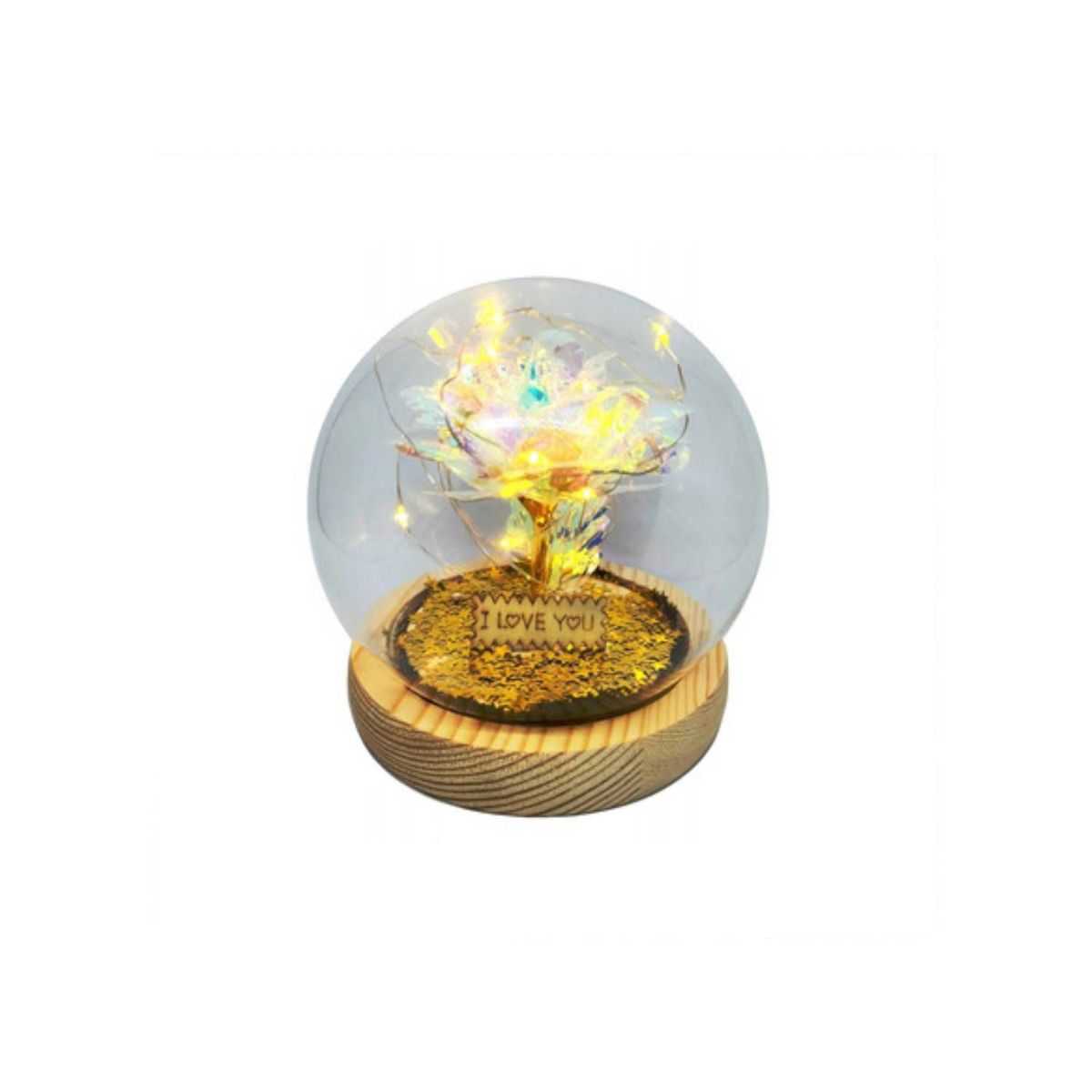 GENERICO - Rosa Eterna Luces Led Cúpula Vidrio Flor Eterna Artificial blanca