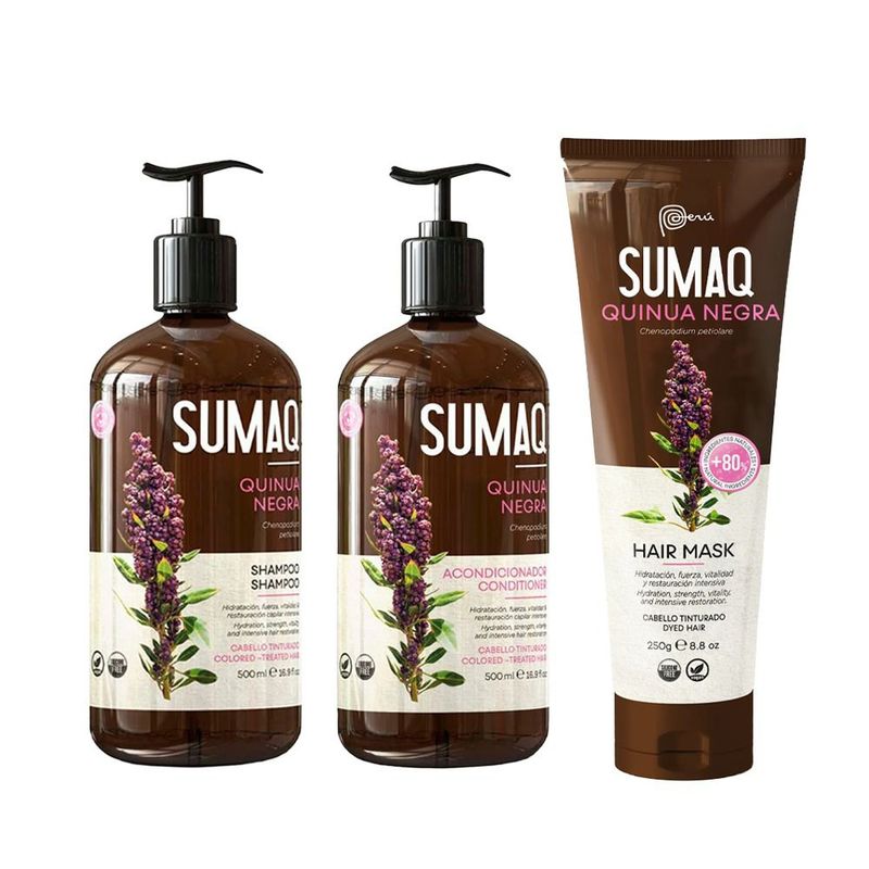 SUMAQ - Pack Shampoo Acondicionador y Máscara Quinua Negra