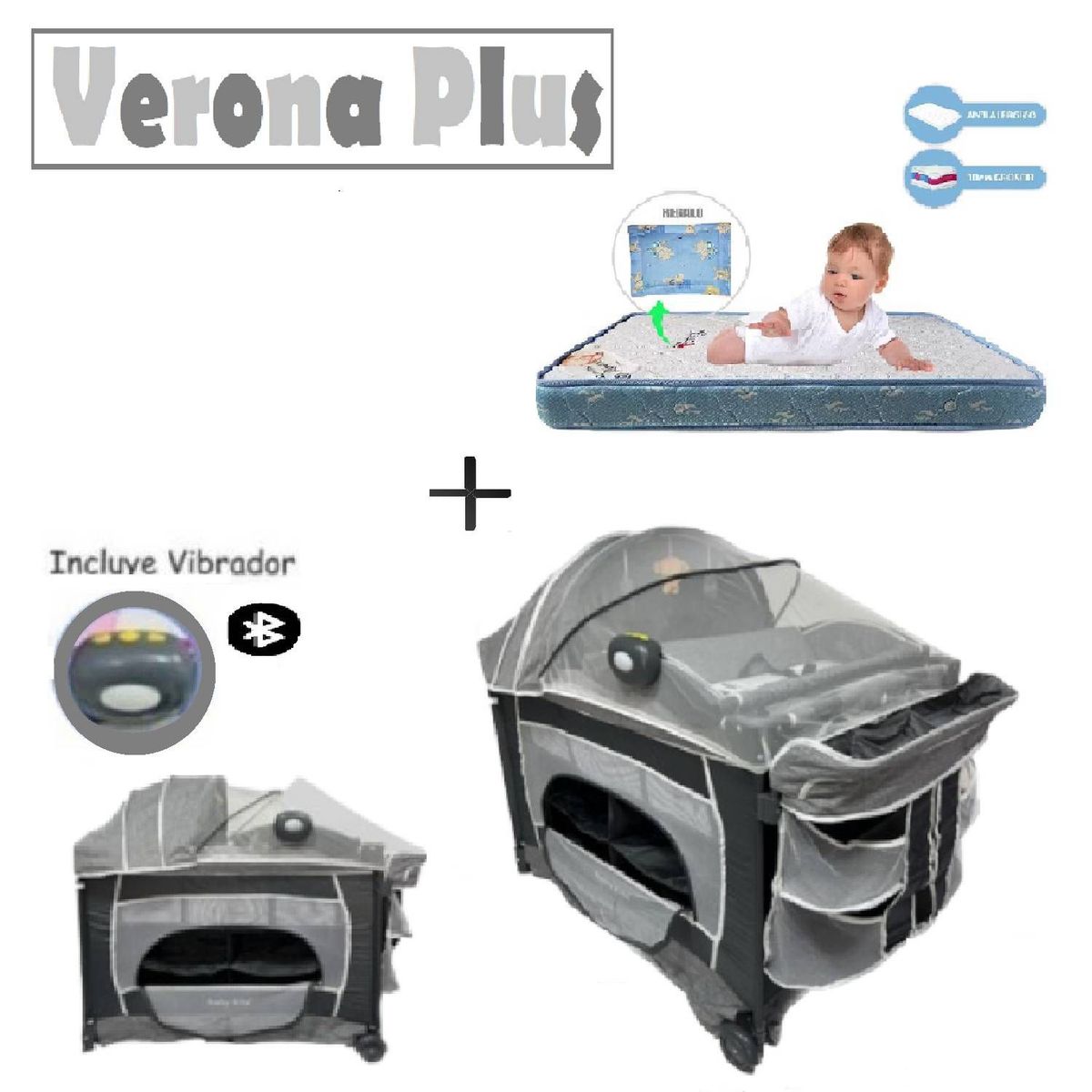 BABY KITS - Cuna Colchon Veronica Plus con 2 niveles