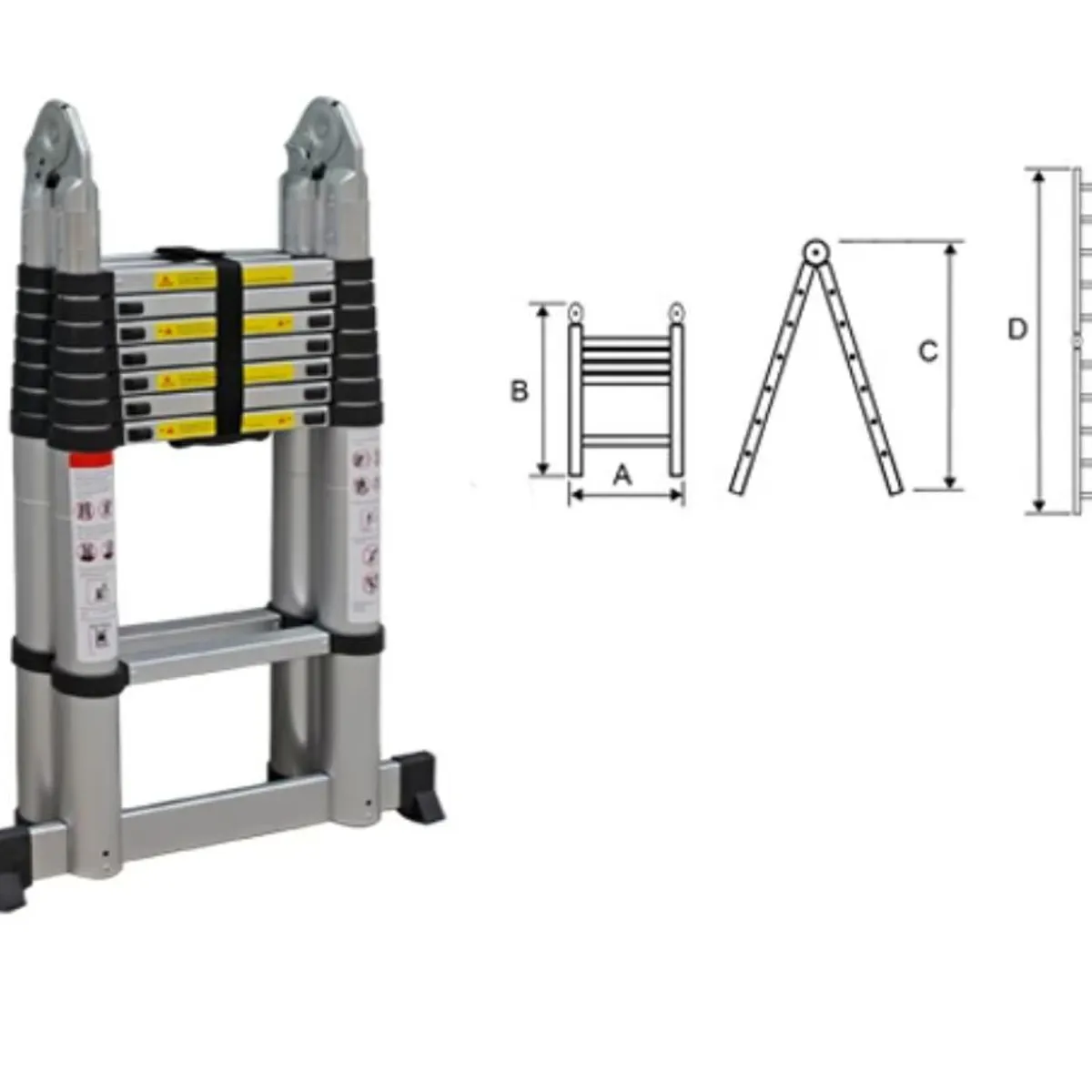 GENERICO - Escalera telescopica retractril 5 metros 2 En 1, 17 pasos  150kg