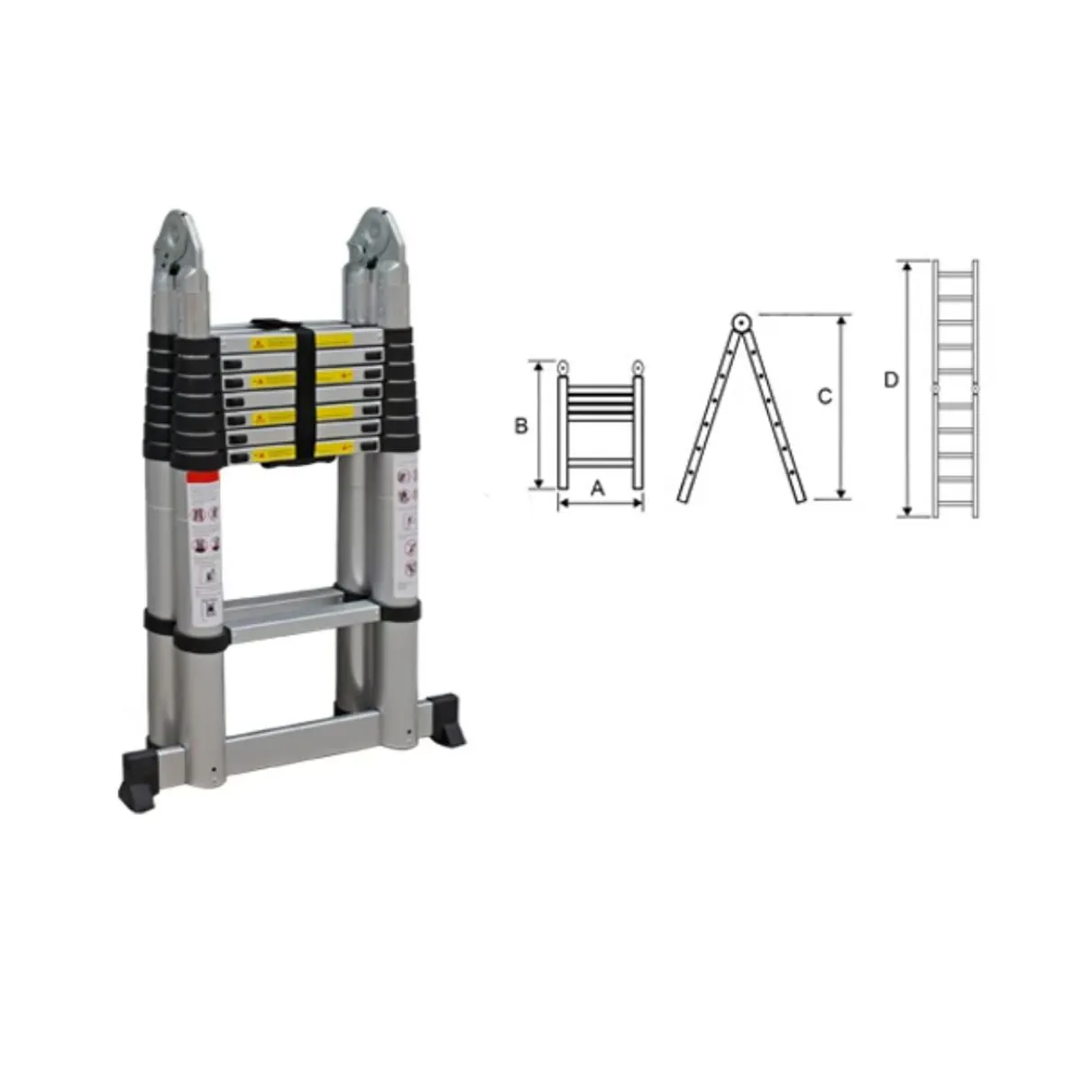 GENERICO - Escalera telescopica retractril 5 metros 2 En 1, 17 pasos  150kg