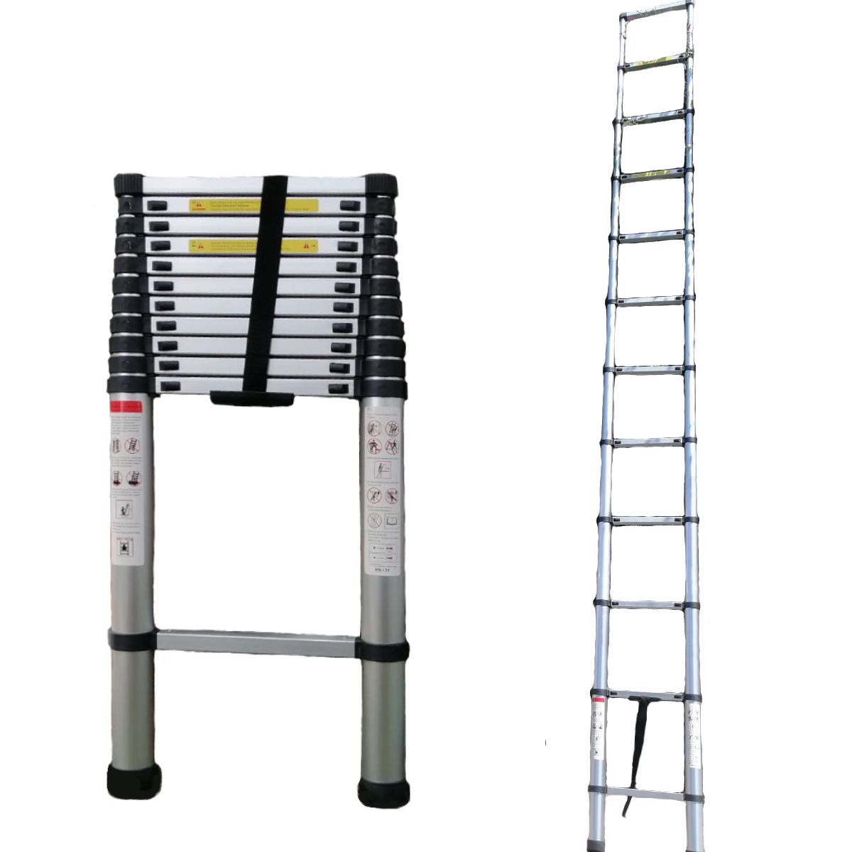 GENERICO - Escalera Telescopica 4.7 metros Retractil 150kg 12 Pasos 4.7m