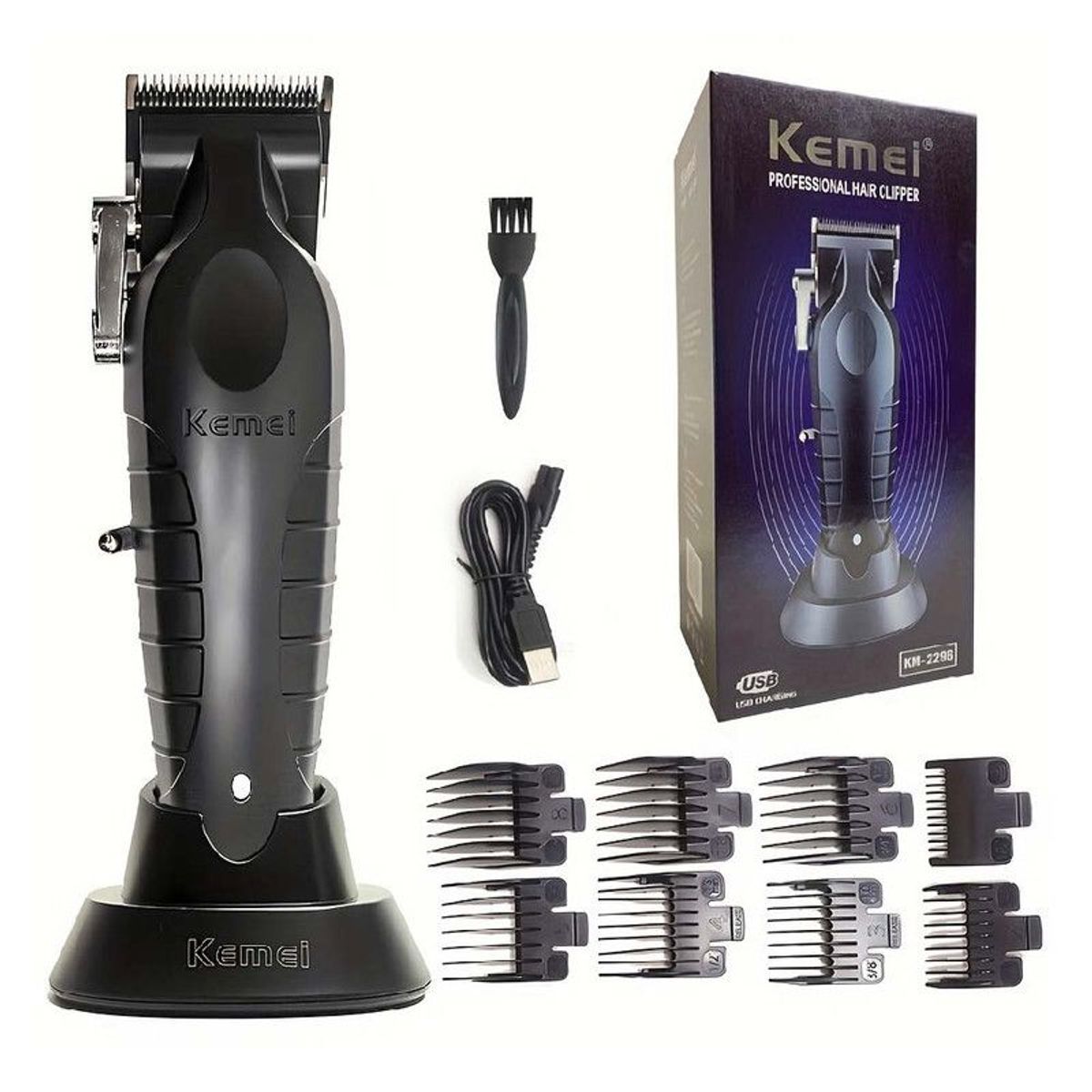 GENERICO - Cortadora de Cabello KEMEI Color Negro KM-2296