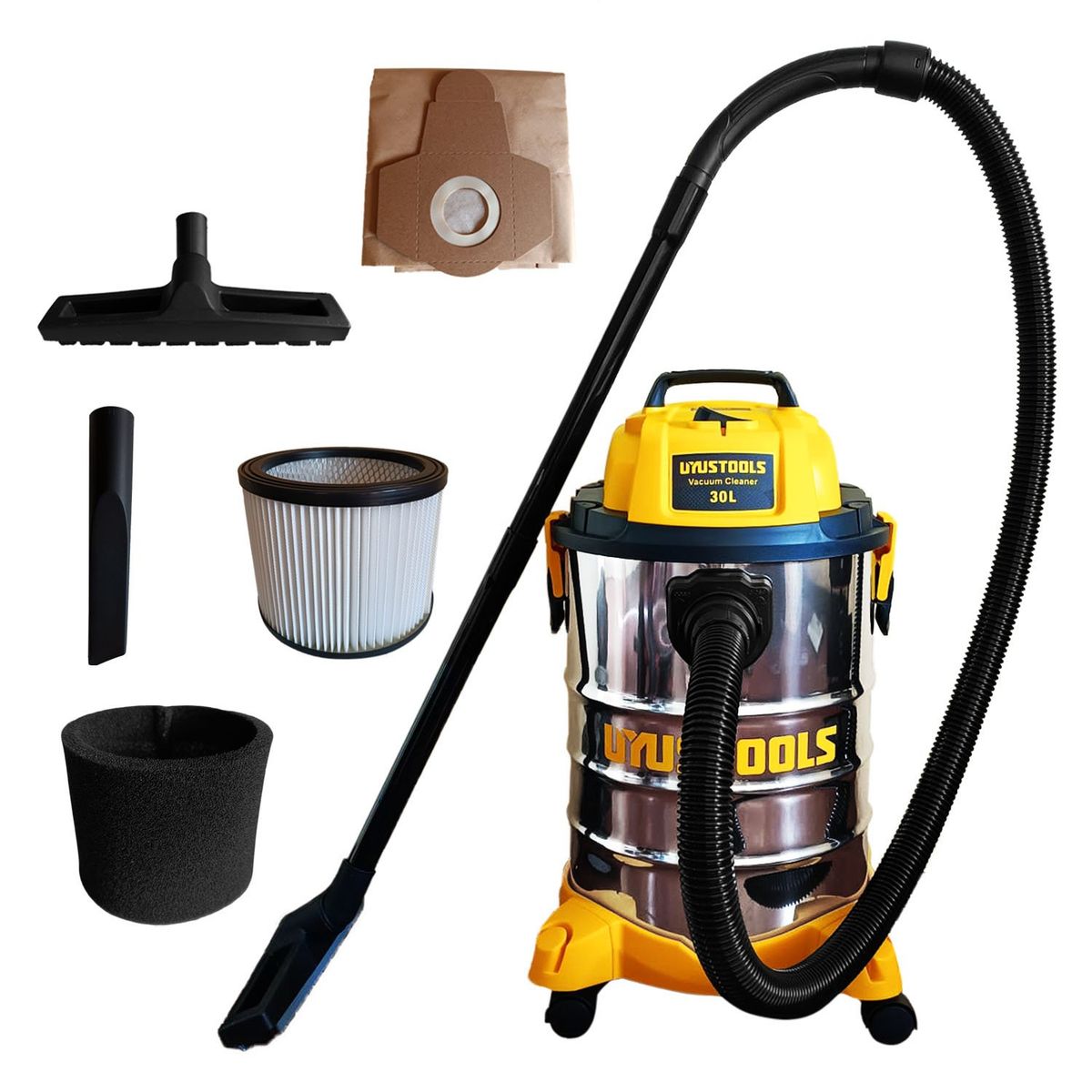 UYUSTOOLS - Aspiradora Sopladora de Polvo y Agua ASP30LM 30L 1200W 3 Funciones