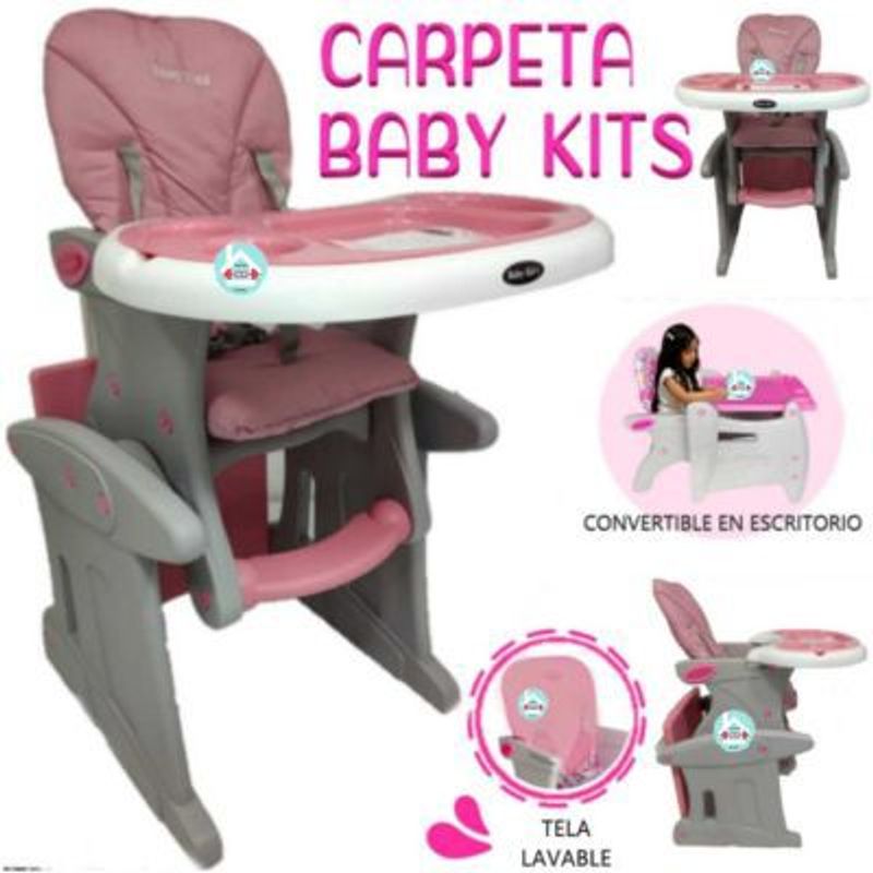 BABY KITS - Silla Carpeta 3 En 1 Comer/Estudiar/Jugar ROSA