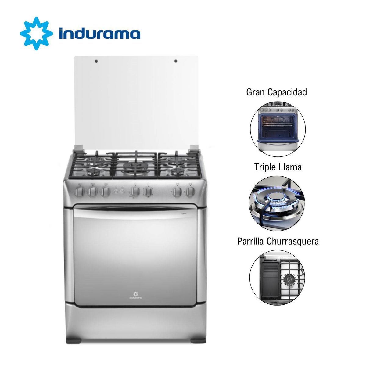 INDURAMA - Cocina Indurama de 5 Quemadores Firenze Zafiro