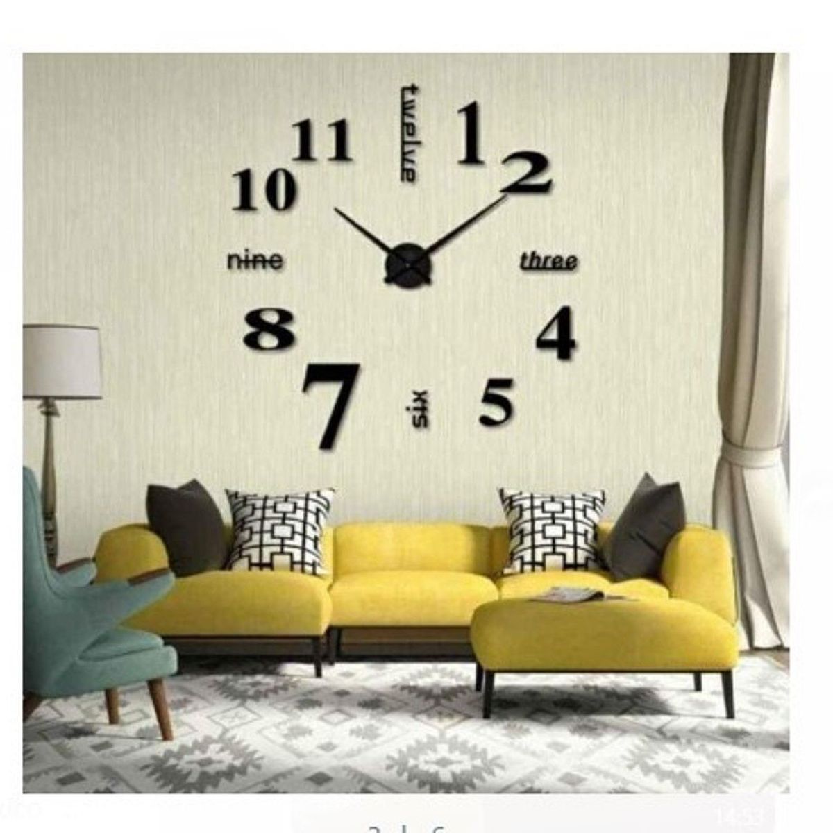 GENERICO - Reloj de pared 3d decorativo modelo europeo NEGRO