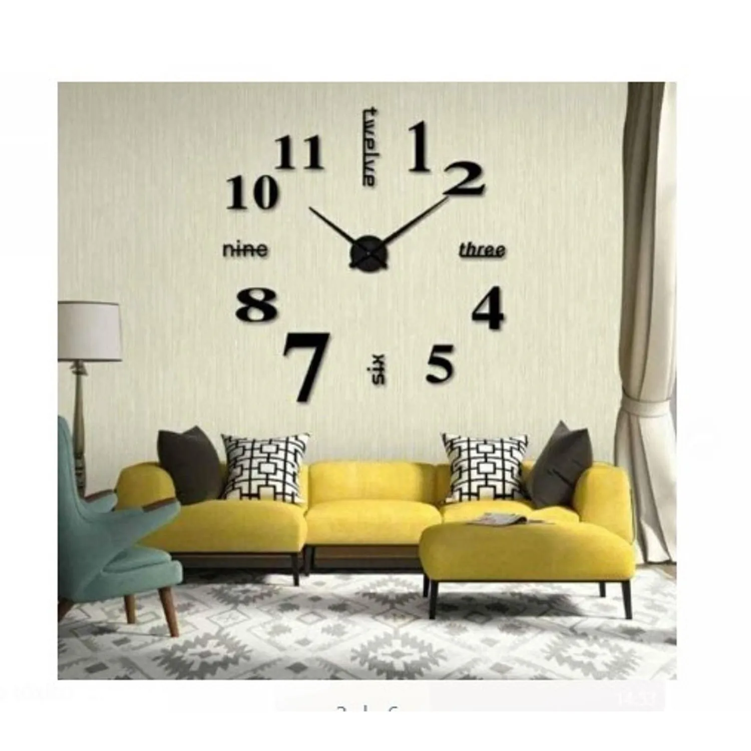 Reloj de pared 3d decorativo modelo europeo NEGRO GENERICO