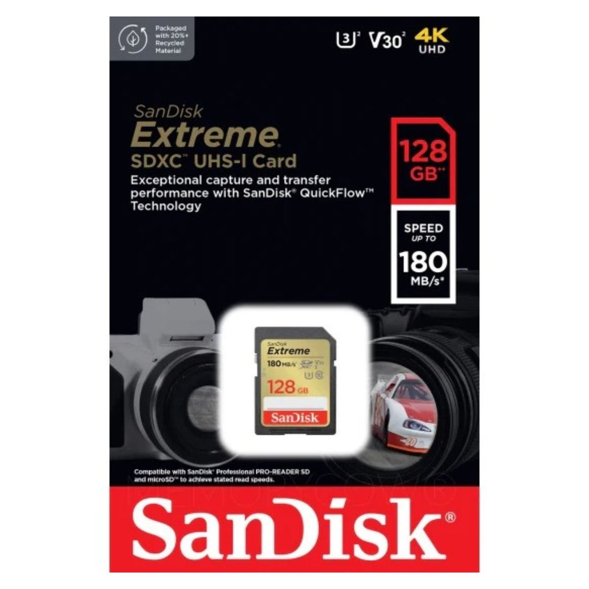 SANDISK - Memoria SD Sandisk Extreme 128GB 180MBs