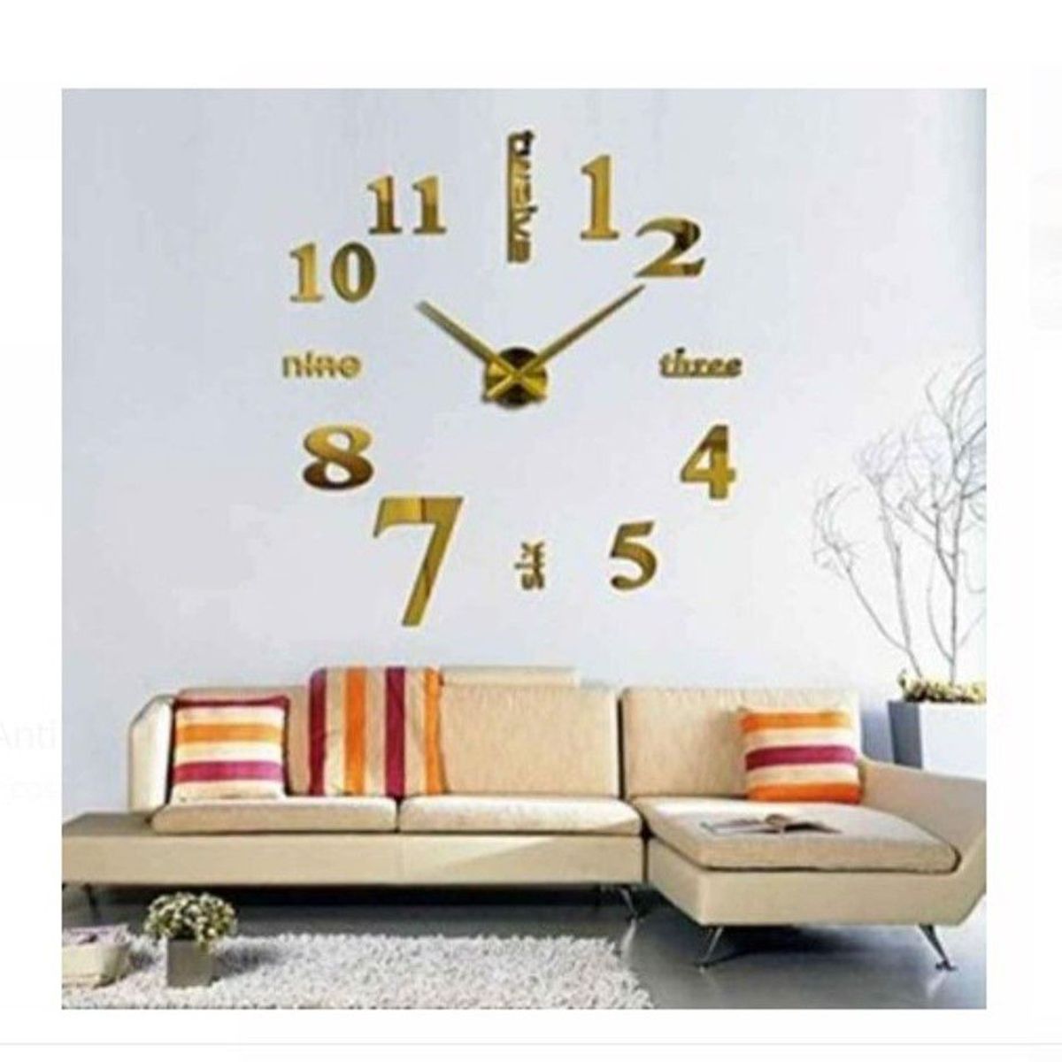 Reloj  pared 3d decorativo GRANDE de CALIDAD A1 DORADO, marca GENERICO - Foto Principal
