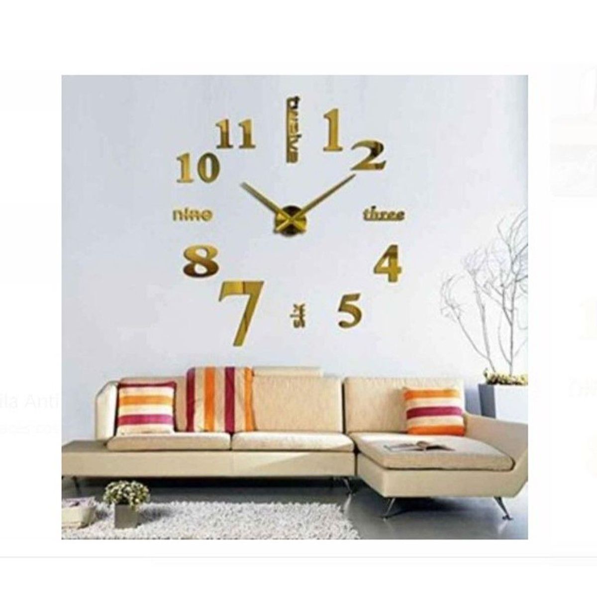 Reloj  pared 3d decorativo GRANDE de CALIDAD A1 DORADO, marca GENERICO - Foto Principal