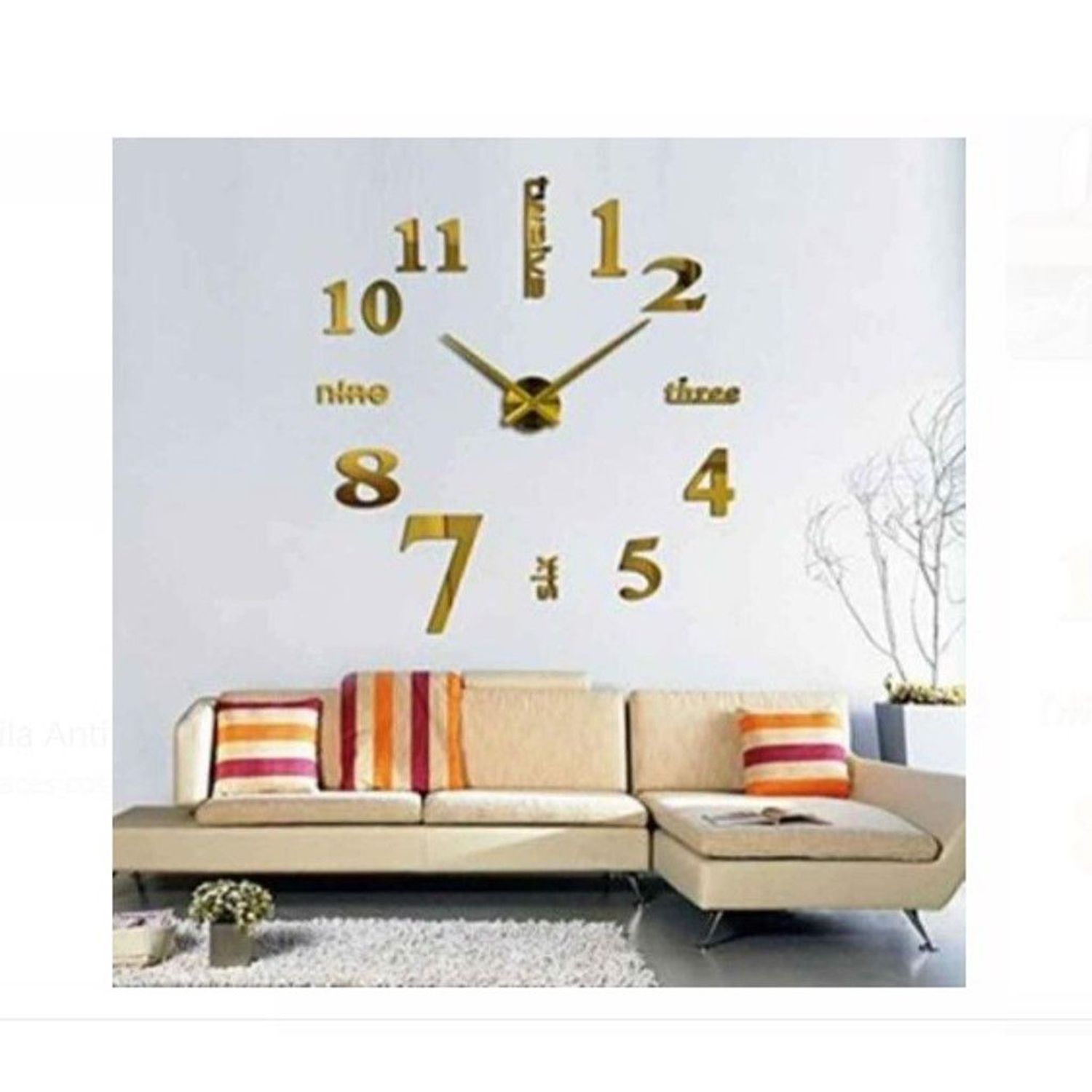 reloj decorativo reloj pared dorado grande