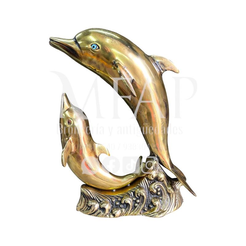 MFAP BRONCERIA Y ANTIGUEDADES - Pareja de delfines con base de bronce
