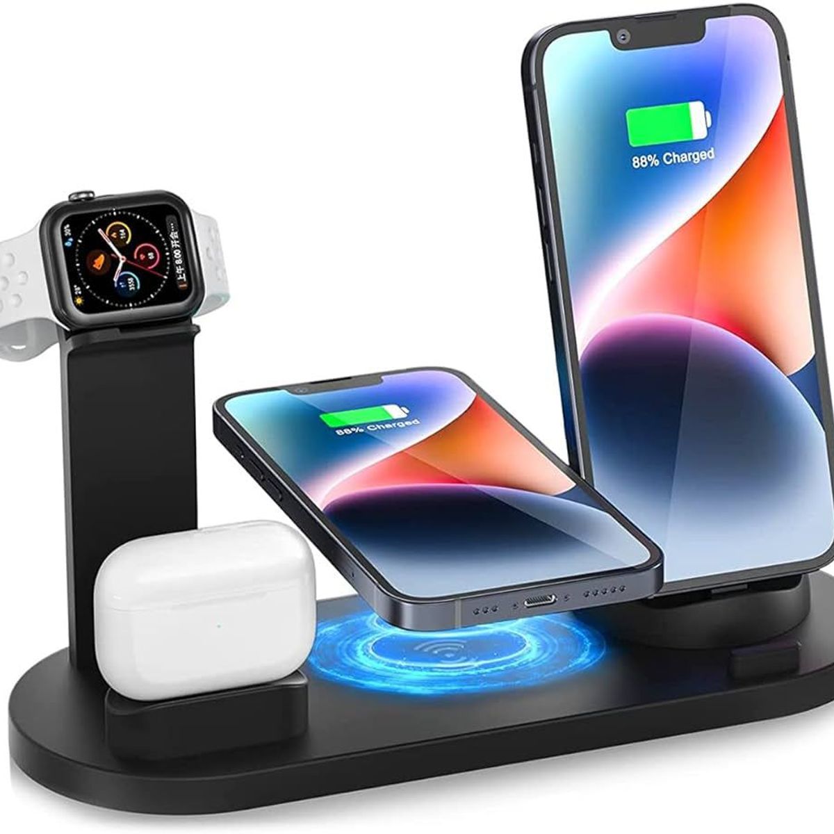 GENERICO - Cargador 4 en 1 Soporte para Celular y Smartwatch de Carga Inalambrica
