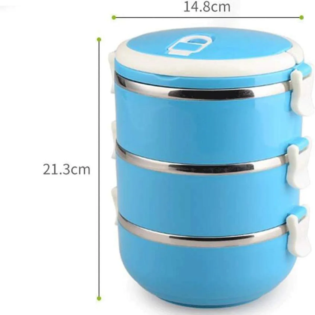 ITELSISTEM - Fiambrera Lonchera Acero llevar comida 3 Niveles Plastico Azul