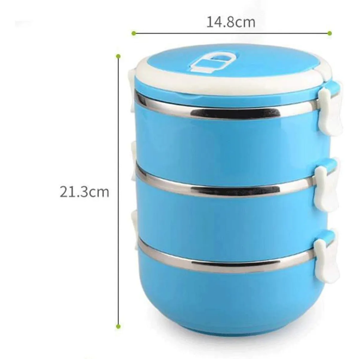 ITELSISTEM - Fiambrera Lonchera Acero llevar comida 3 Niveles Plastico Azul