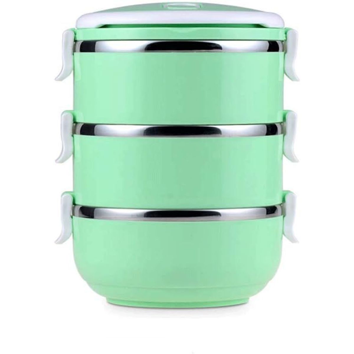 ITELSISTEM - Fiambrera Lonchera Acero llevar comida 3 Niveles Plastico verde