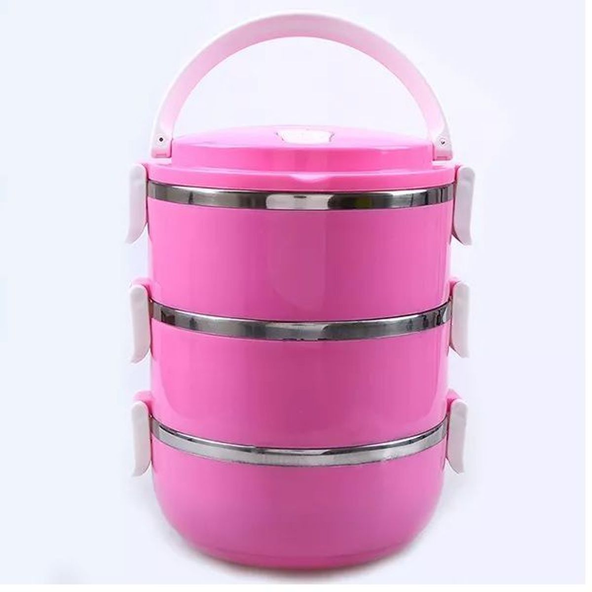 ITELSISTEM - Fiambrera Lonchera Acero llevar comida 3 Niveles Plastico Fucsia