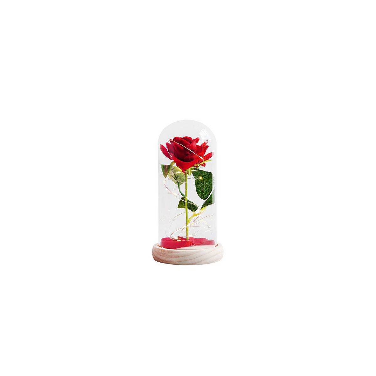 GENERICO - Cúpula Rosa Flor eterna con luz led