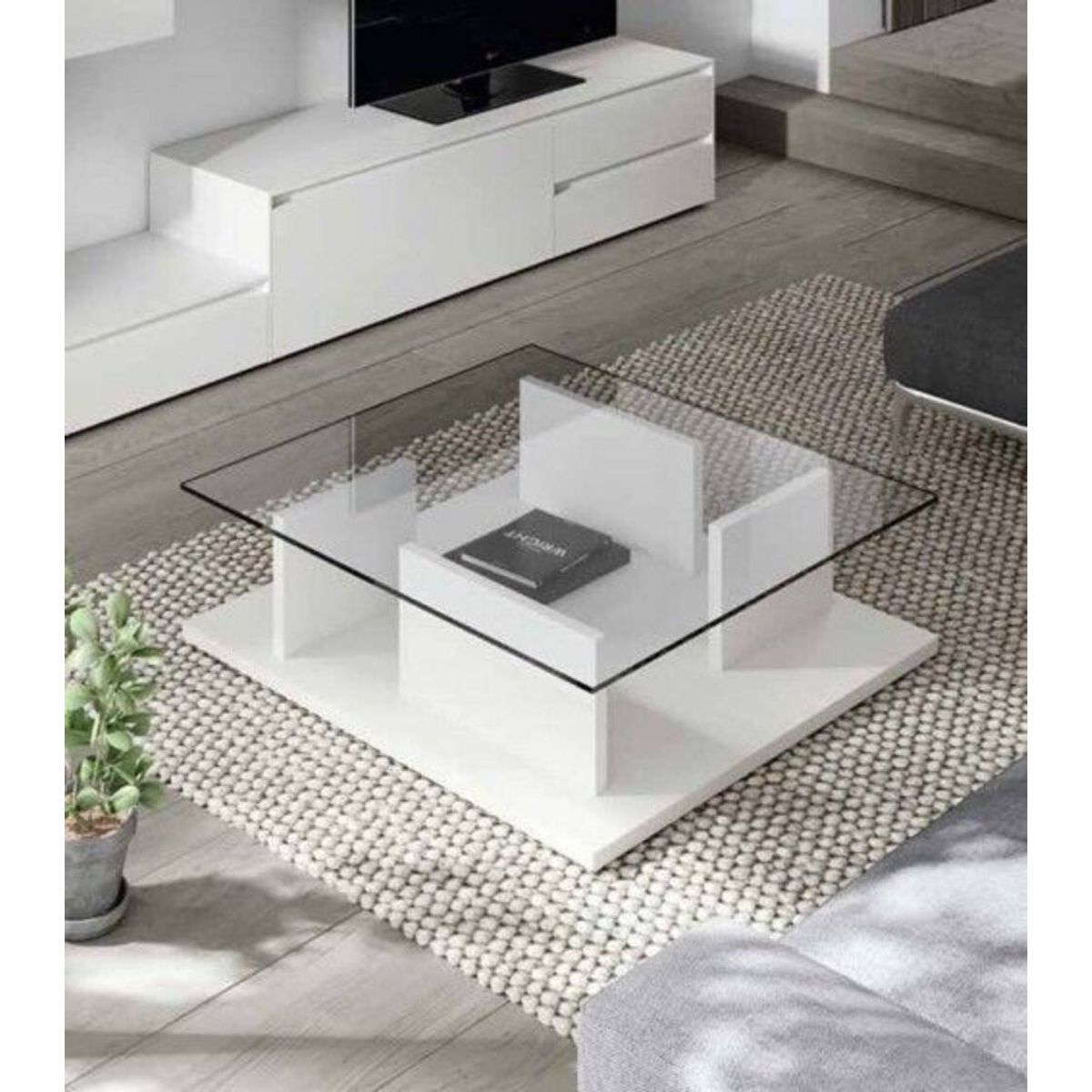 TU MESITA - Mesa de Centro Contemporánea Marfil Blanco 90cm TU MESITA