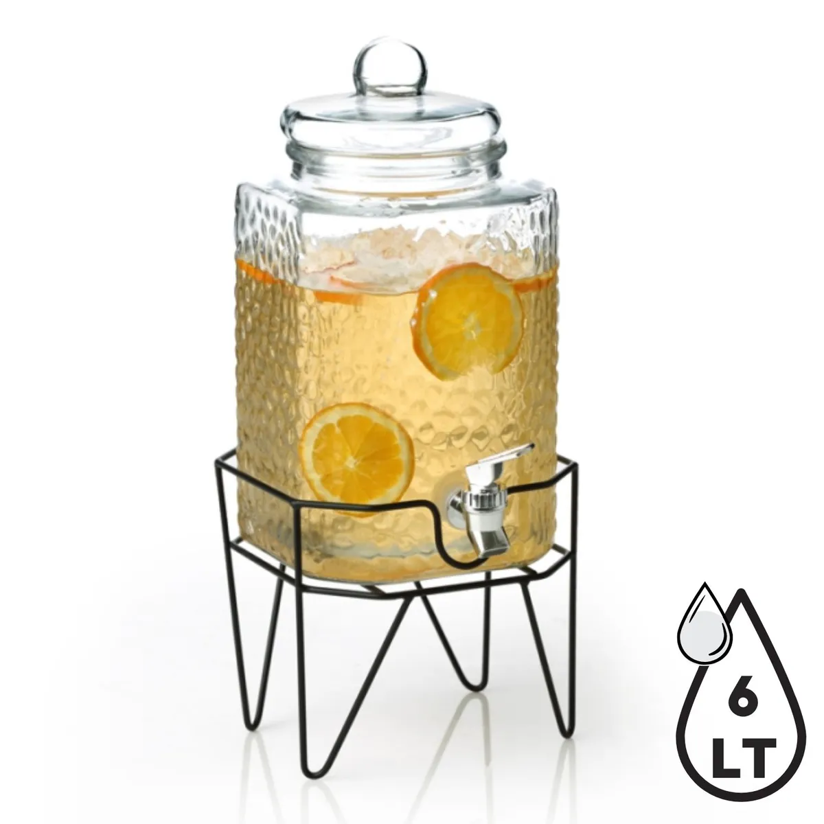 GENERICO - Dispensador de Agua con Tapa/Soporte Martillado 6 Lt