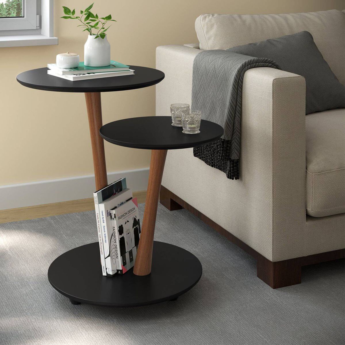 TU MESITA - Mesa Lateral Moderna Vitoria Negro TU MESITA