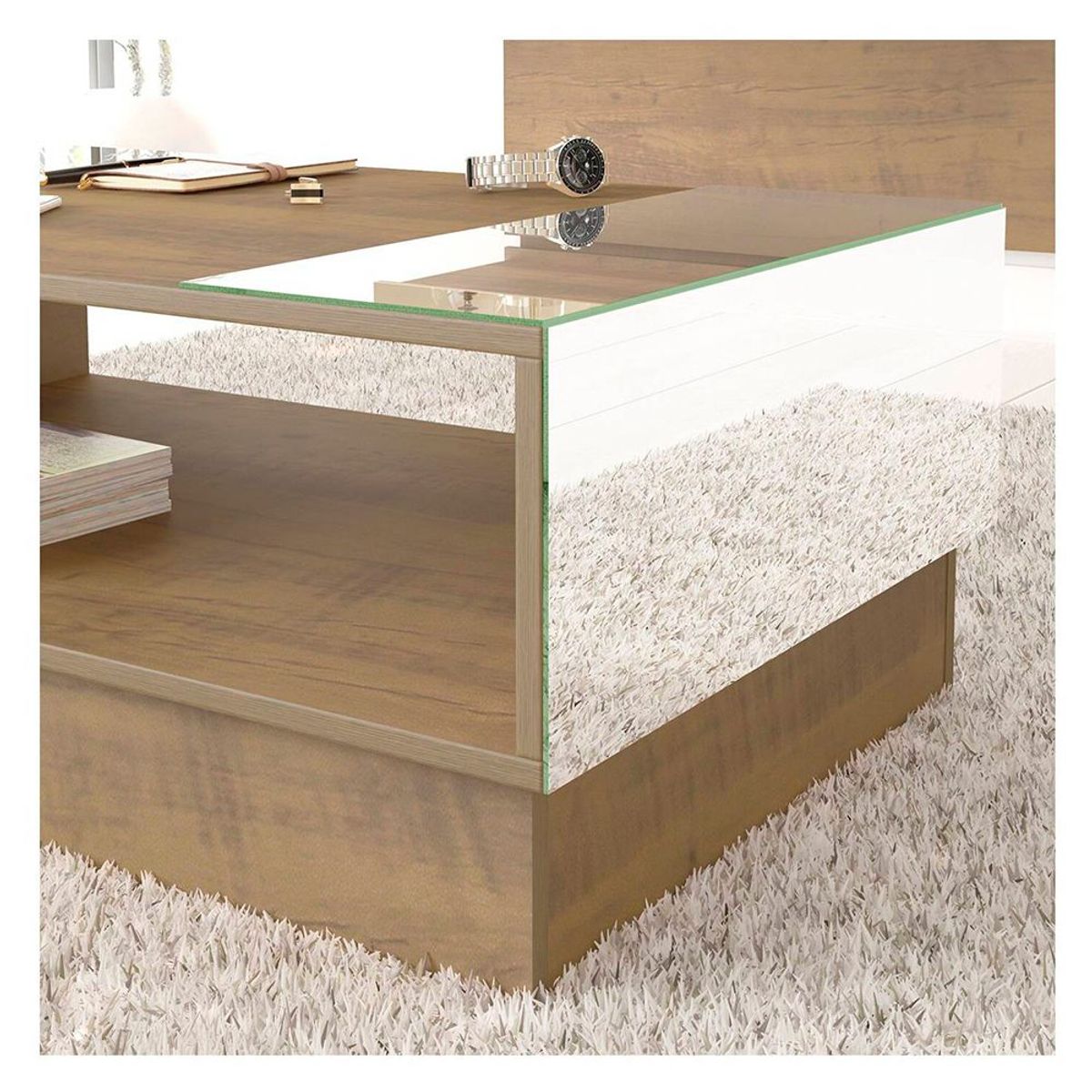 TU MESITA - Mesa de centro Moderna Reflection Marrón 95 cm TU MESITA