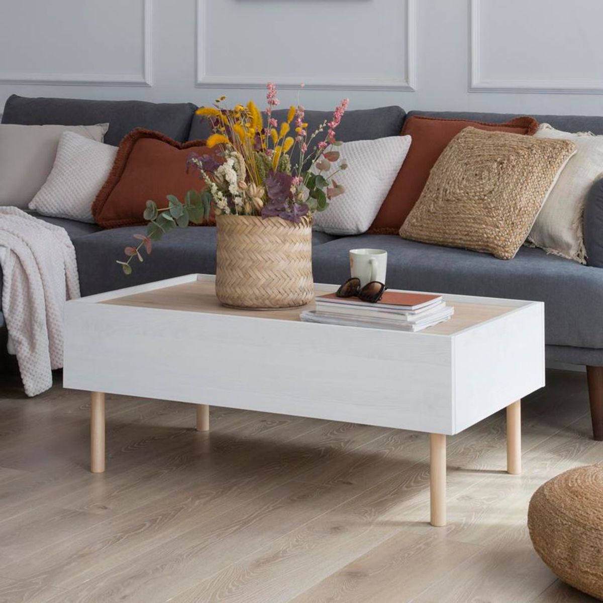 TU MESITA - Mesa de centro Minimalista Arhbo Blanco 100 cm TU MESITA