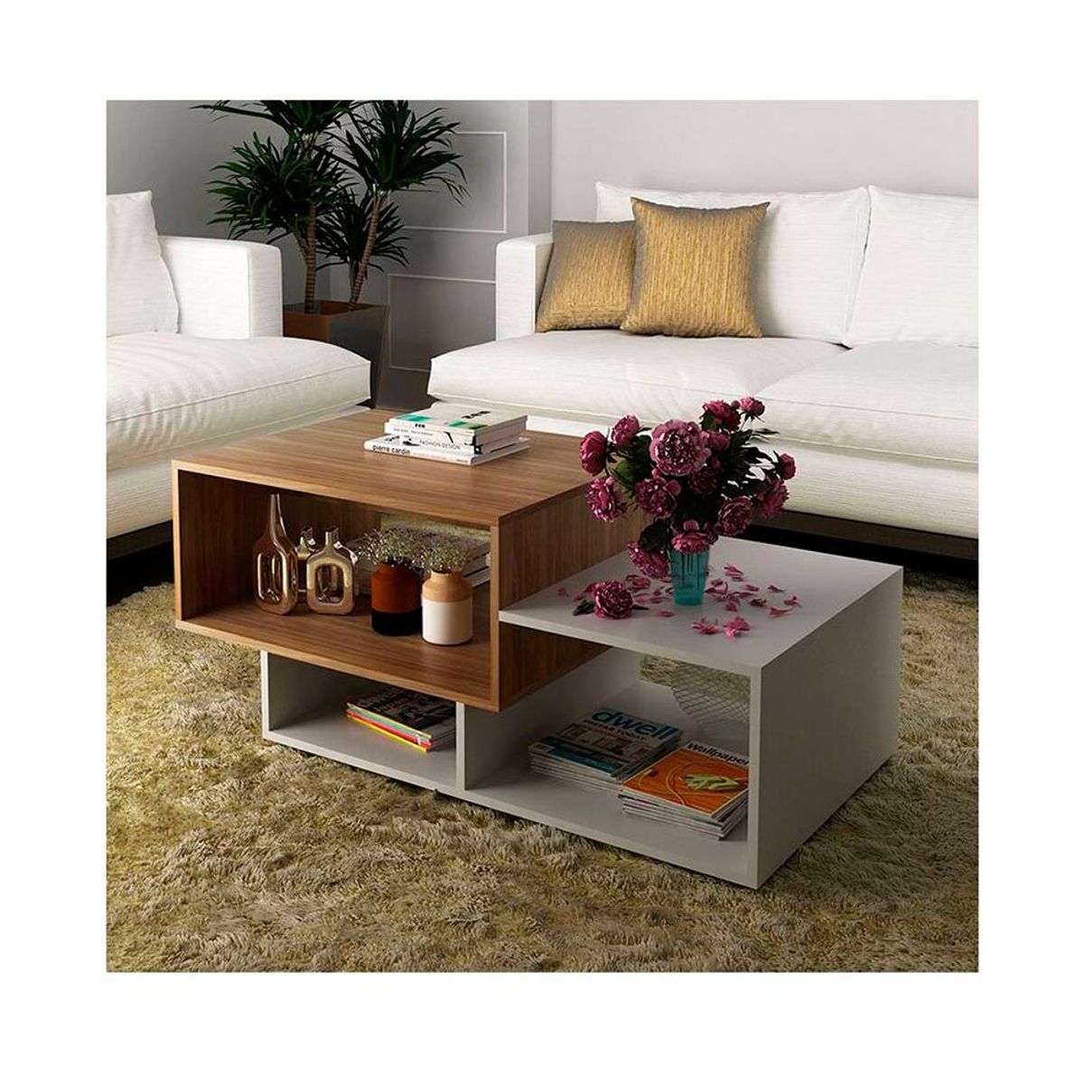 TU MESITA - Mesa de centro Murcia Blanco/Café TU MESITA