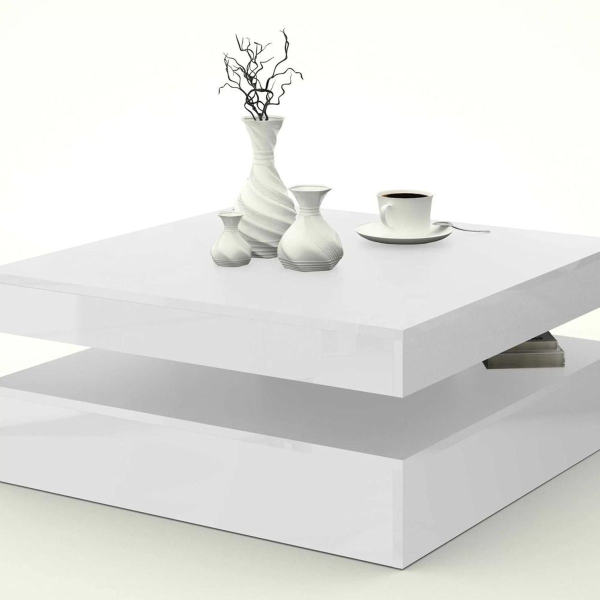 TU MESITA - Mesa de Centro Moderna Lusail Color Blanco TU MESITA