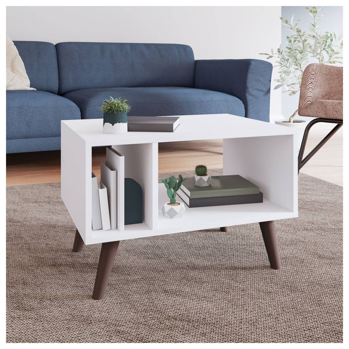 TU MESITA - Mesa de Centro Mafa Retro 41X60X45 Blanco TU MESITA