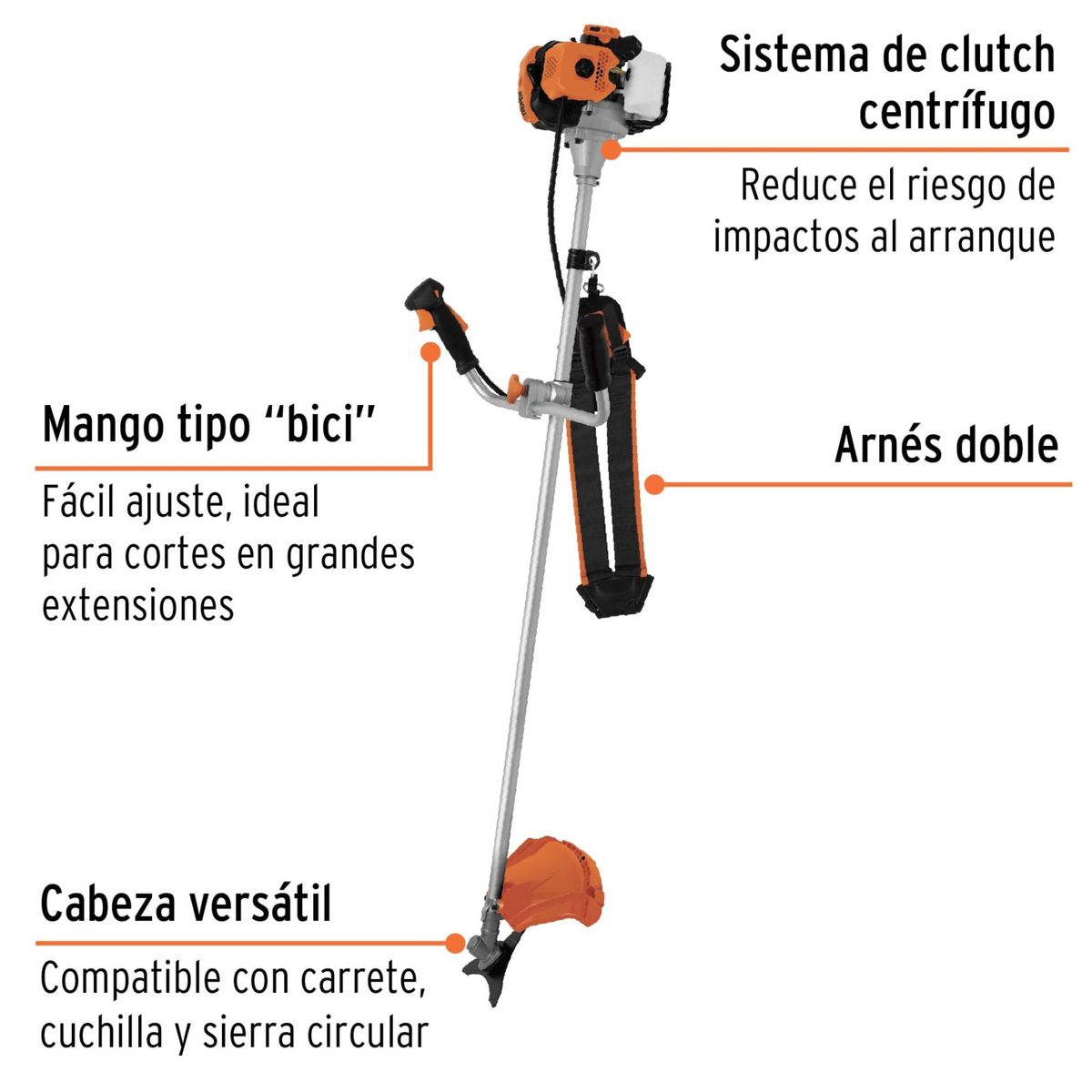 TRUPER - Desbrozadora podadora motoguadaña 2HP gasolina 18 Pulg Truper