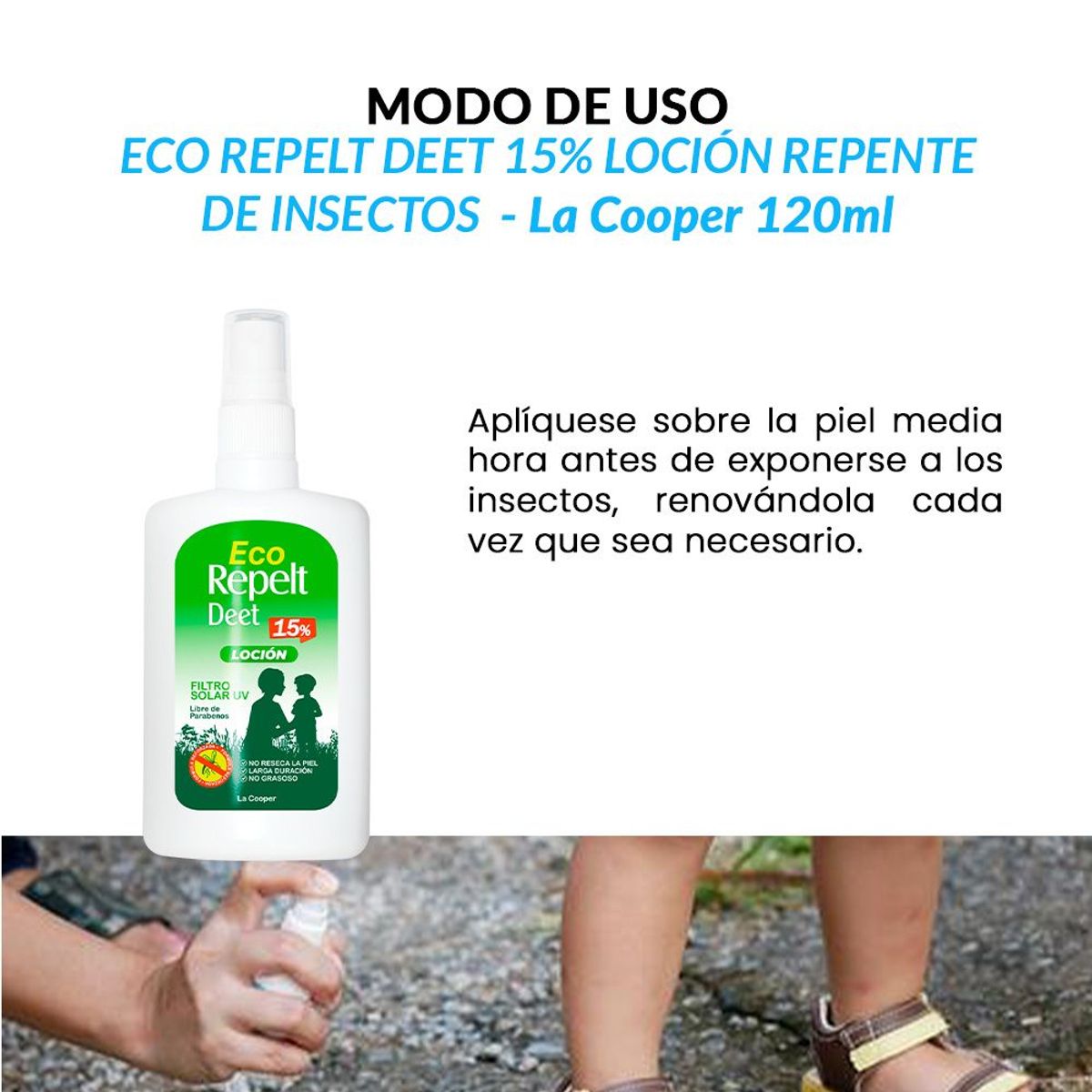 GENERICO - 3 Eco Repelt Deet 15% Loción 120ml - La Cooper
