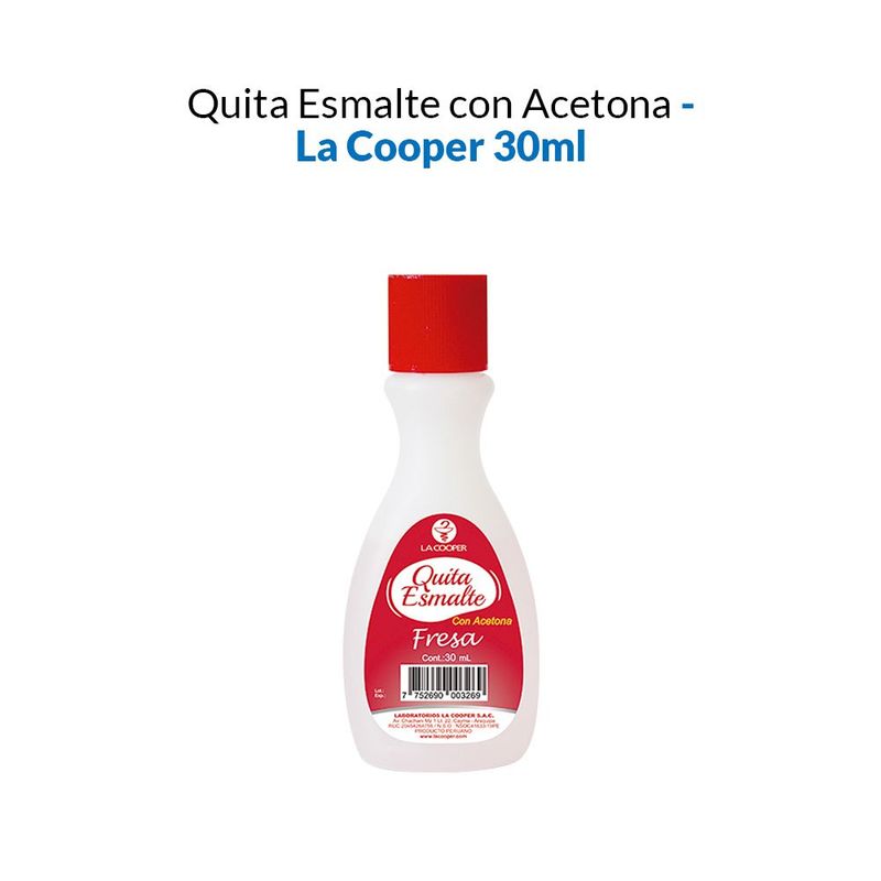 GENERICO - Quita Esmalte con Acetona Fresa 30ml - La Cooper