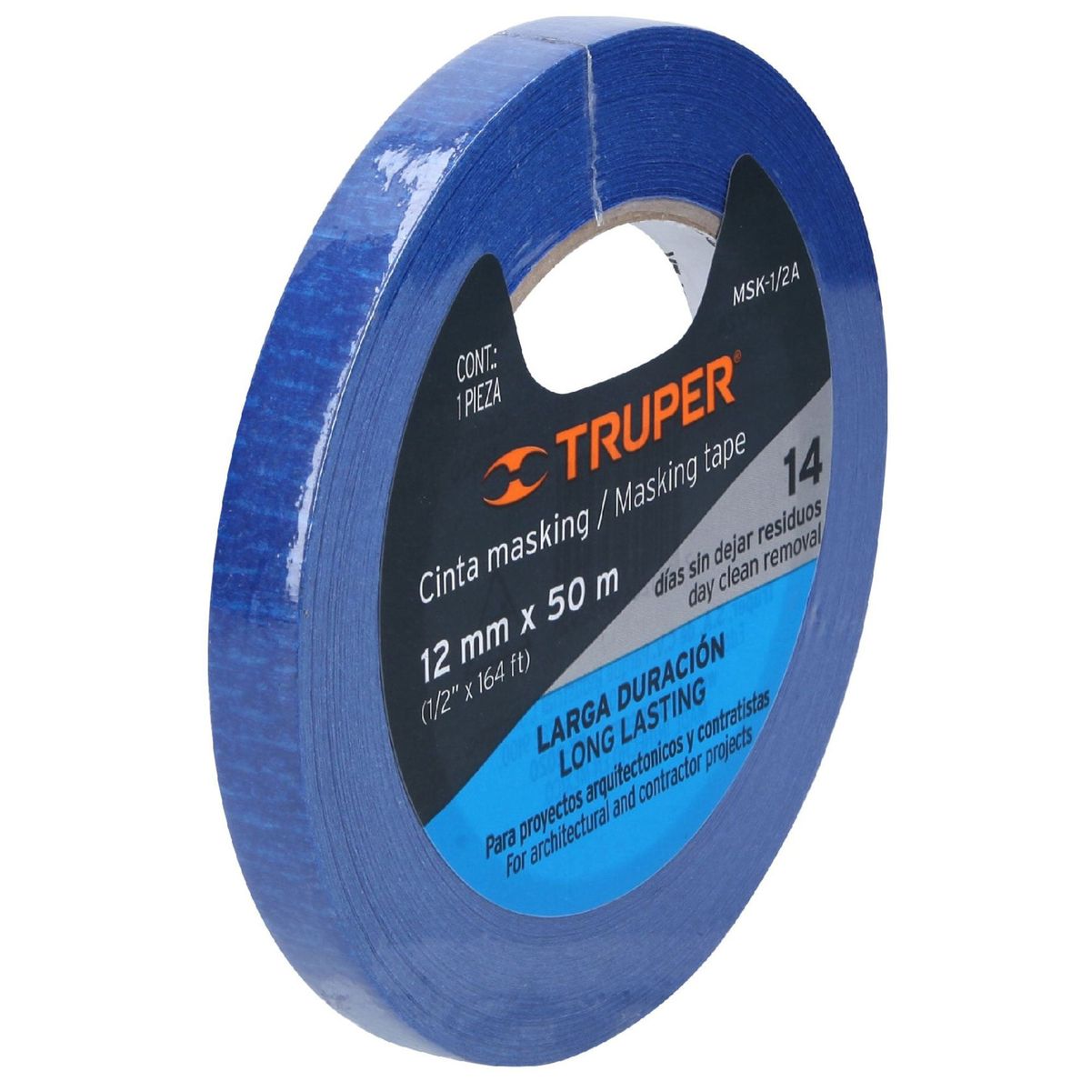 TRUPER - Cinta masking  azul de 1/2" x 50 m para pintor, Truper