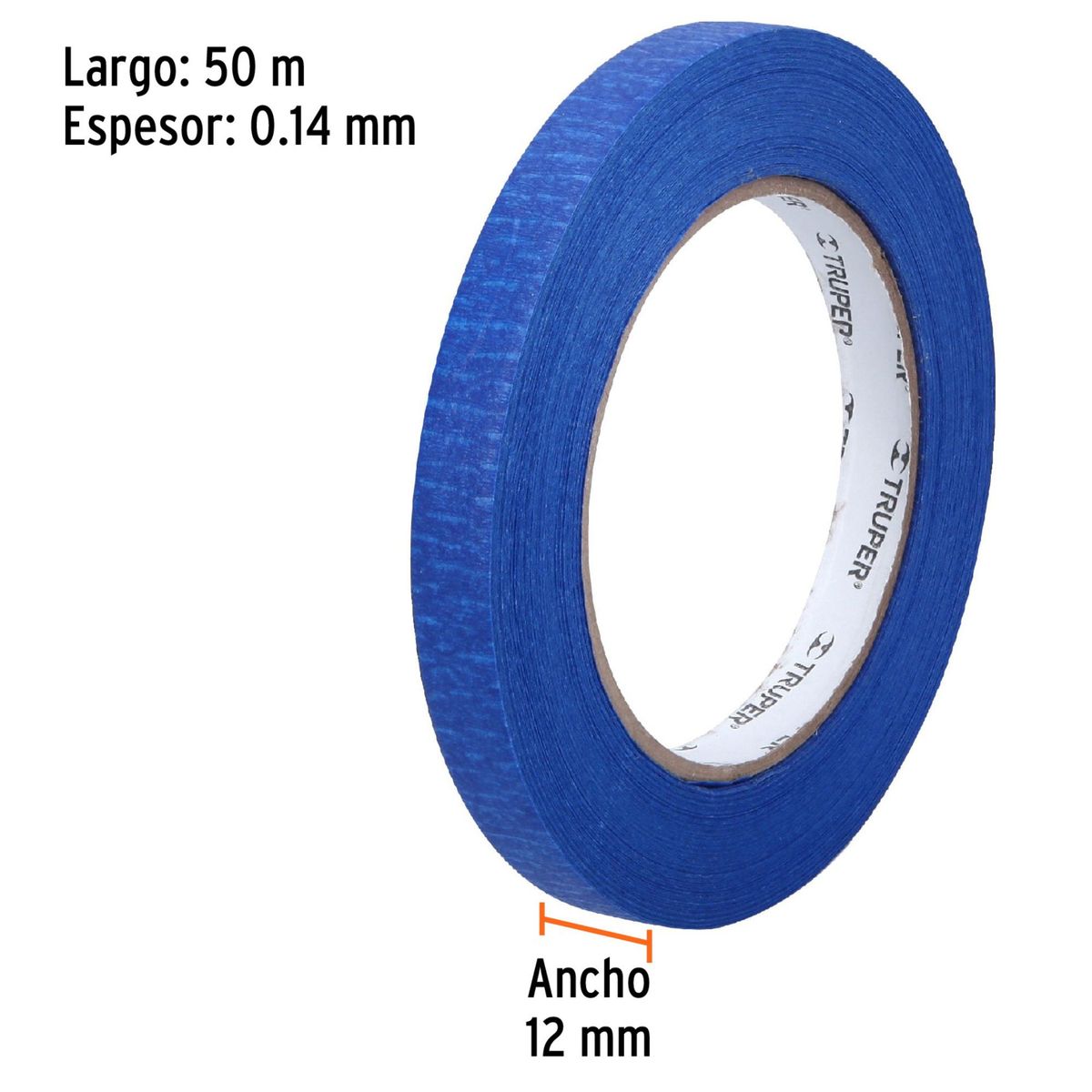 TRUPER - Cinta masking  azul de 1/2" x 50 m para pintor pack 6 unidades, Truper