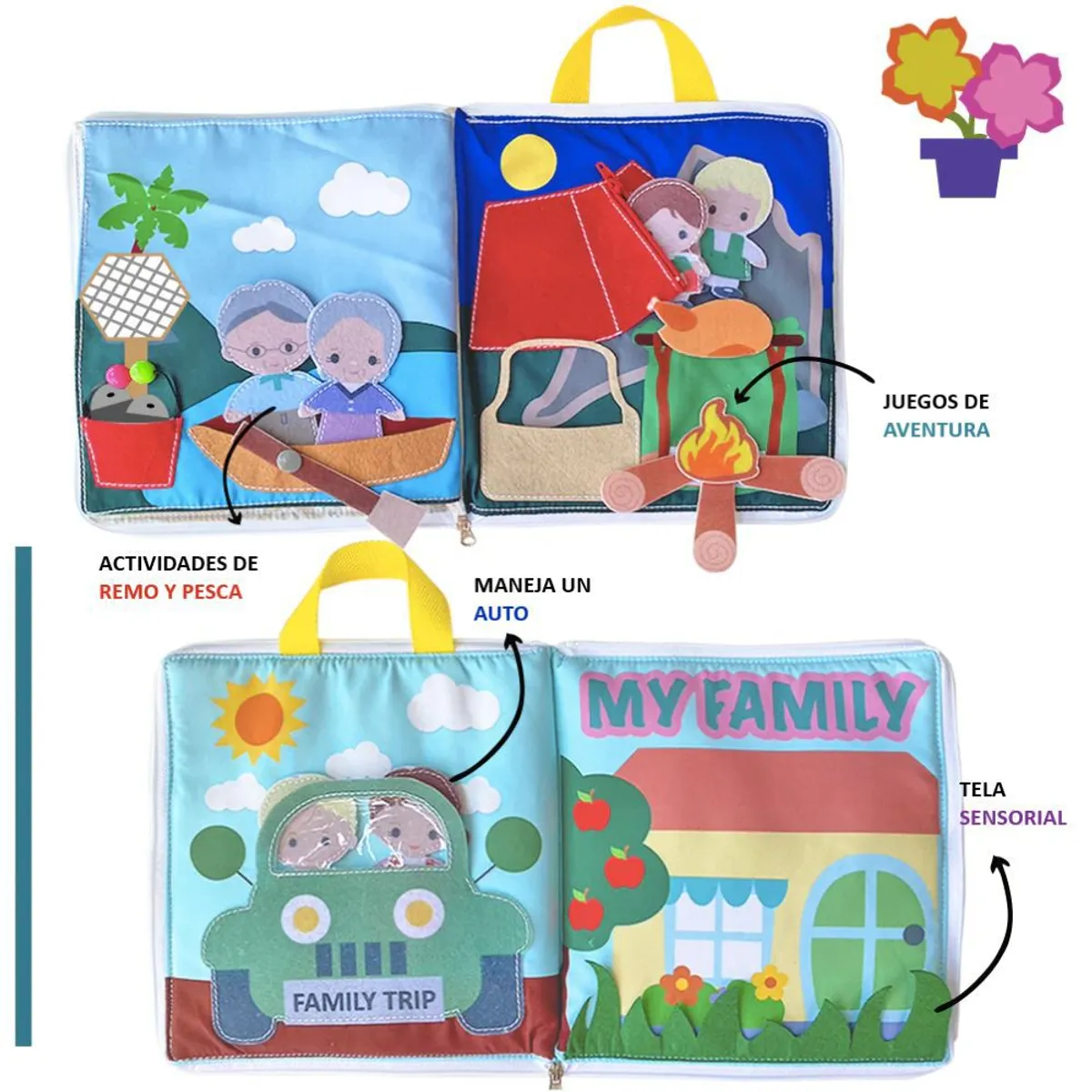 CUENTA OVEJAS - Libro Fieltro Familia Con Títeres y Actividades Sensoriales