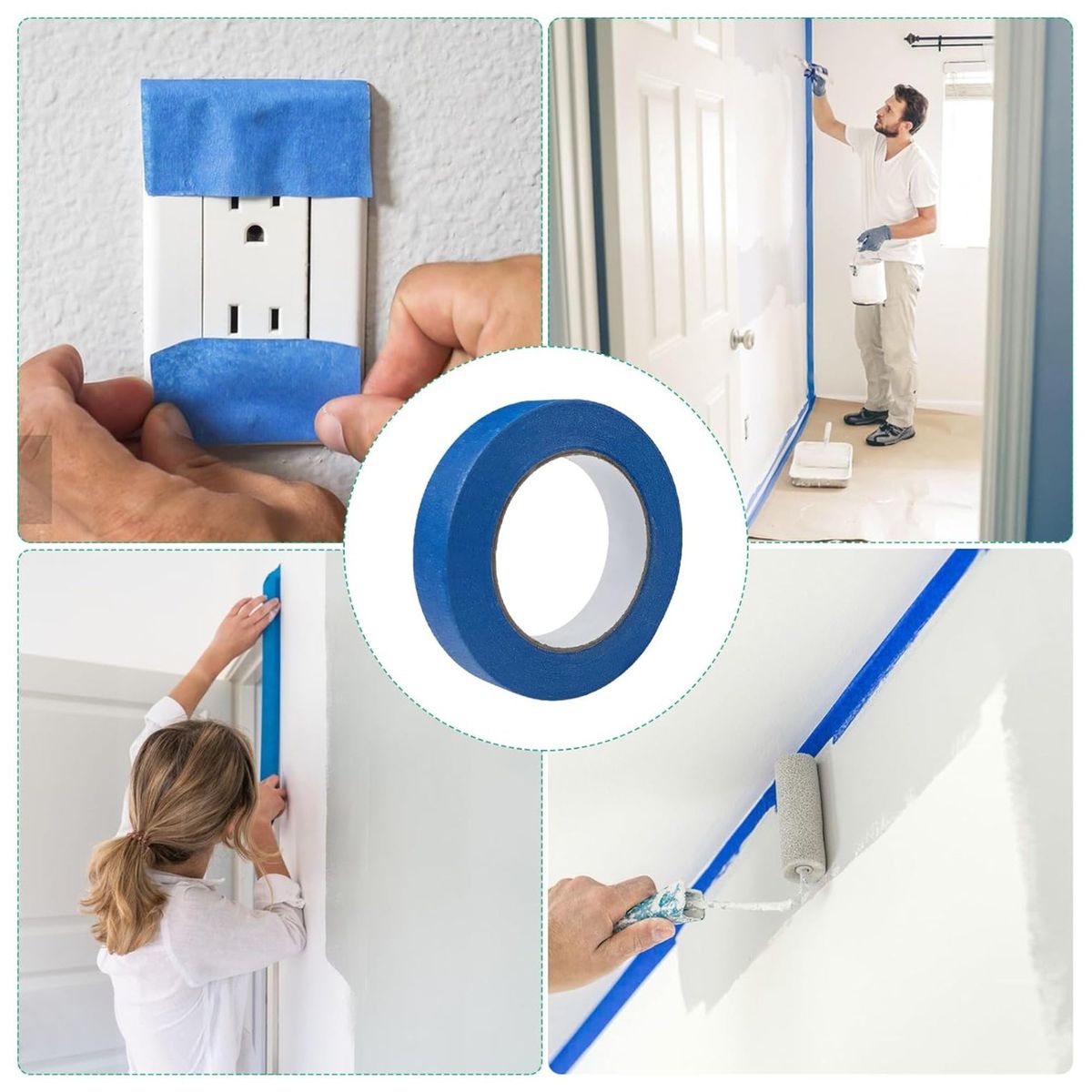 TRUPER - Cinta masking azul de 1-1/2" x 50m pack 6 unidades para pintor, Truper