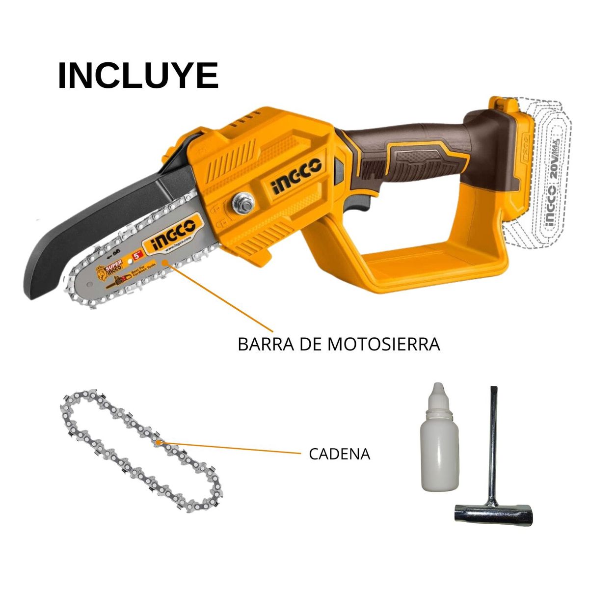 INGCO TOOLS - Mini motosierra 5 20v Ingco