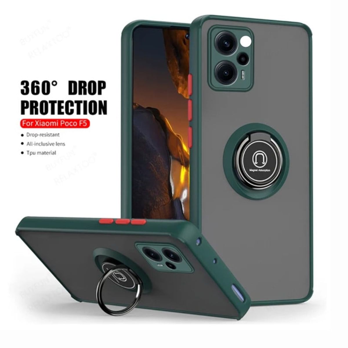 CASE - Case Ahumado Con Anillo Xiaomi Note 12 Pro 5G - Verde