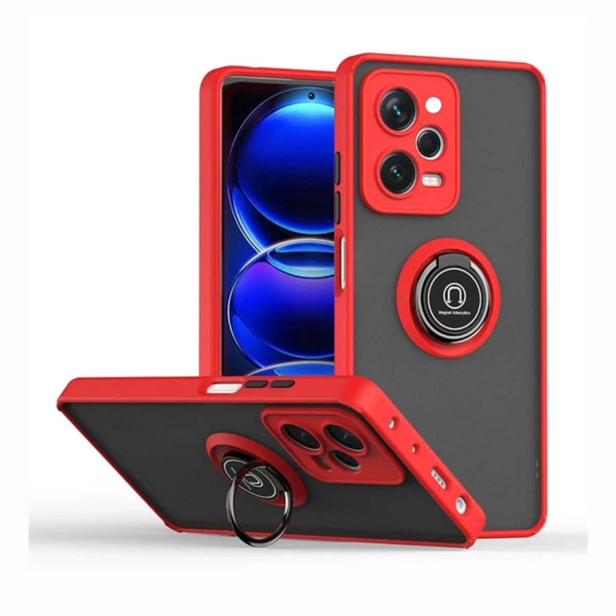 CASE - Case Ahumado Con Anillo Xiaomi Note 12 Pro 5G - ROJO