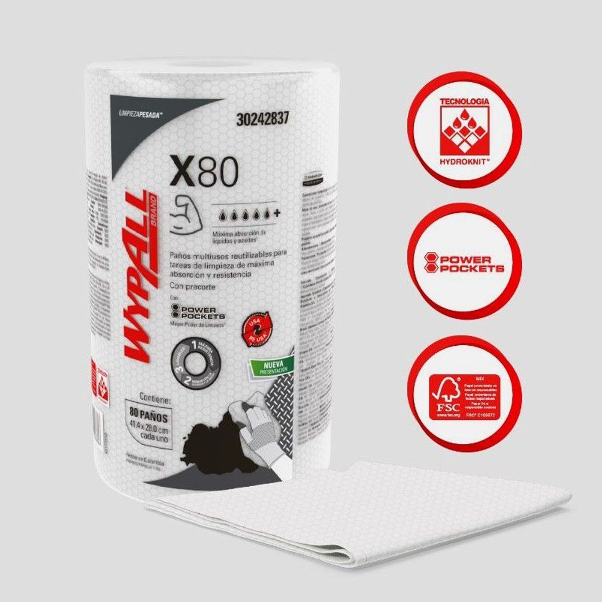 WYPALL - PACK 6 PAÑOS DE LIMPIEZA WYPALL X80 PLUS