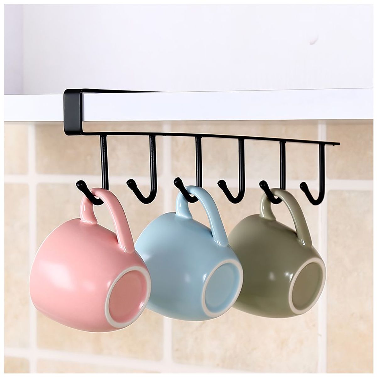 KELLER - Organizador de Cocina Colgador de Tazas Negro Y02