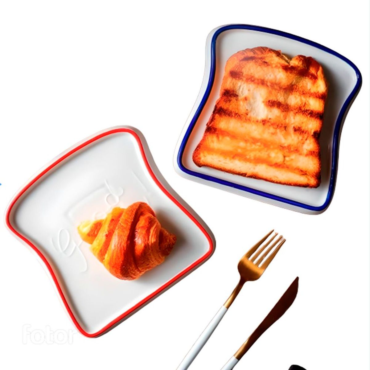 INSPIRA - Set de 2 Vajillas Plato para Desayuno Forma de Tostada